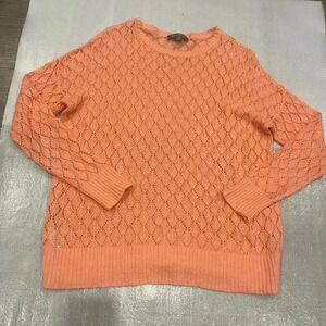 [M]Tommy Bahamas Orange Open knit Crochet linen Blend L/S Sweater/CoverUp
